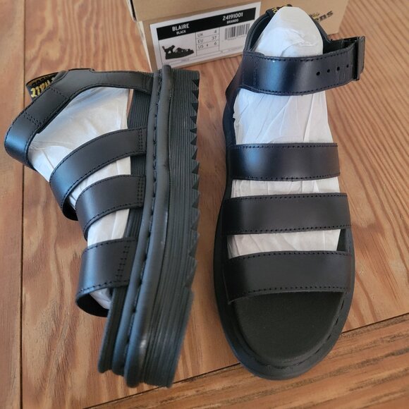 Dr. Martens Blaire Women's Felix Gladiator Sandals Black Size 6  37 (New in Box) - Picture 1 of 6